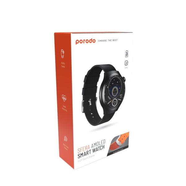 Smart Watch Sfera Round Titanium With Extra Orange Band - Black #PD-SFERA-BK