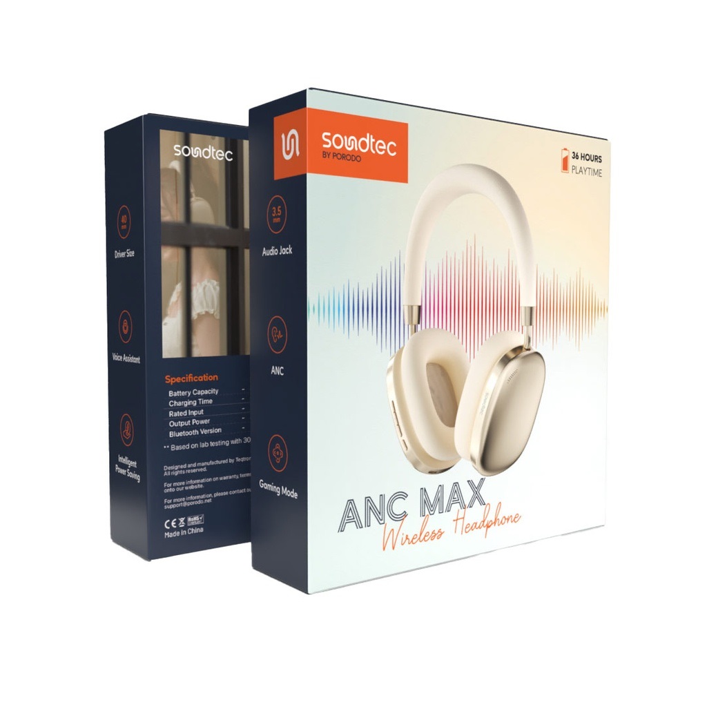 6849108443128 Soundtec Airpodmax Anc Headphone - Black #PD-STWLEP023-BK