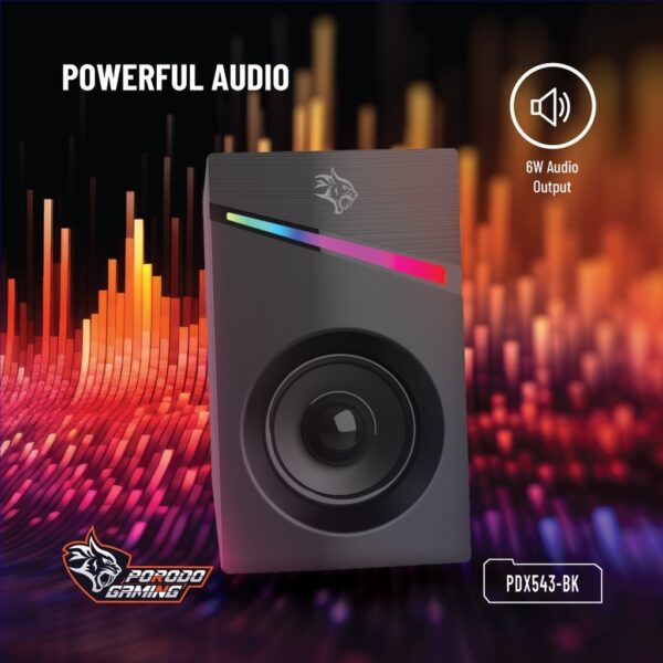 Gaming Speakers Wired 1.1m RGB - Black #PDX543-BK