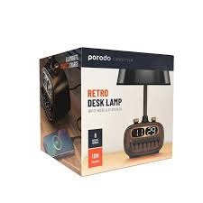 Retro Desk Lamp with Bluetooth Speaker & USB-A CHarging Port 5V/2.1A - Blac #PD-RDBTSCP-BKBW