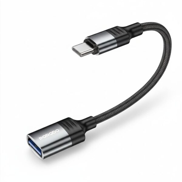Woven Usb A To Type-C Adapter 0.12M Cable - Black #PD-CBL0020-BK