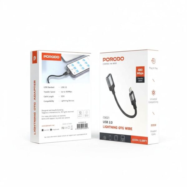 Woven Usb A To Lightning Adapter 0.12M Cable - Black #PD-CBL0021-BK