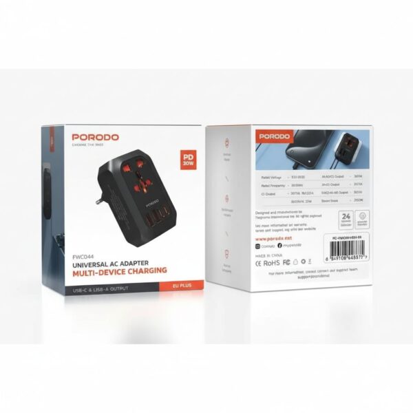 2500W EU Pin Travel Adapter - Black#PD-FWCH044EU-BK