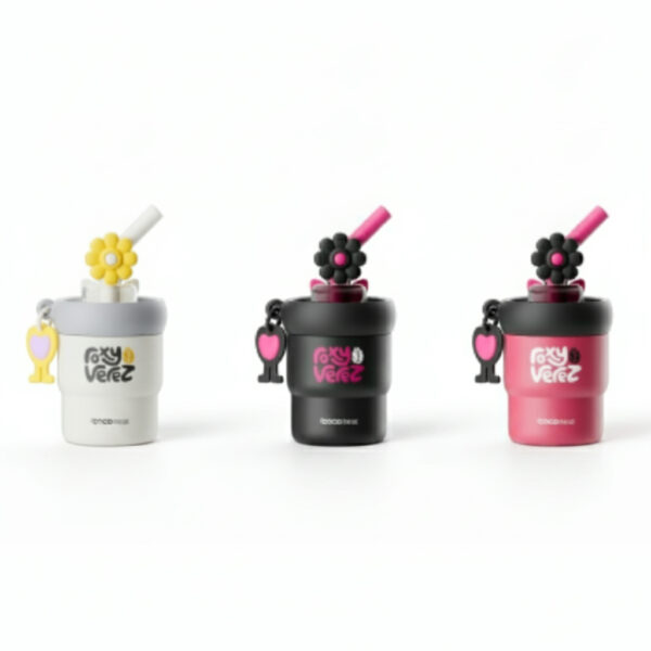Flower Rotating Straw Thermos Cup/Mixed 450Ml
