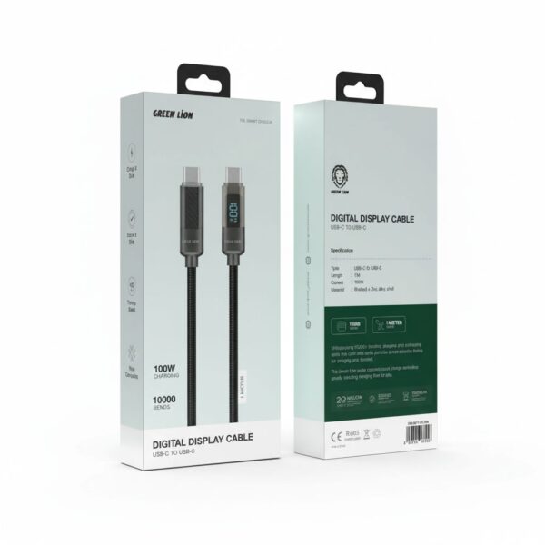 Led Braided Cable Usb-C To Usb-C Black #GNLEDTC2TCBK