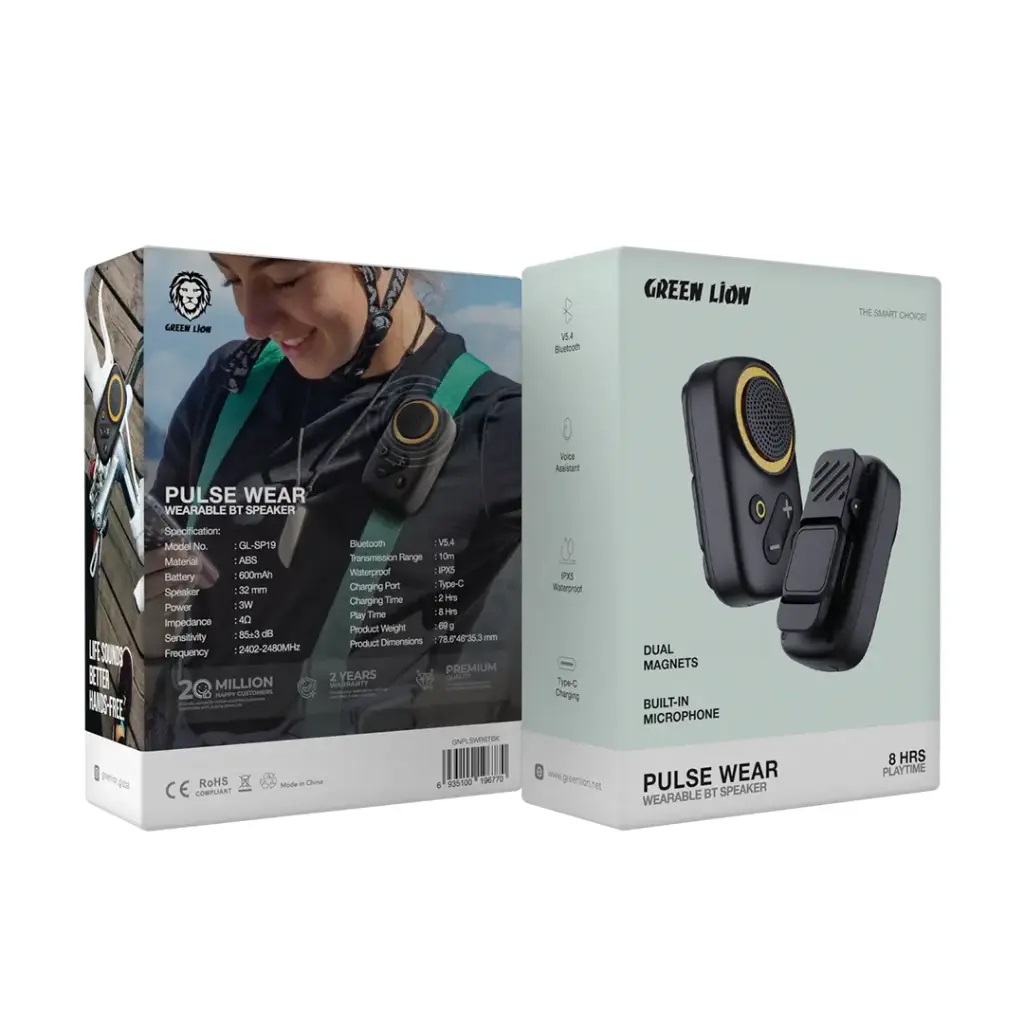 6935100196770 Pulse Wear Wearable Bt Speaker Black #GNPLSWRBTBK