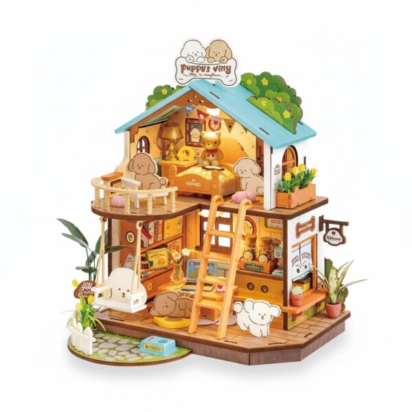 DIY Miniature House Kit - Puppy's Cozy Villa 220 X 183 X 235 mm 230 pcs #DG169