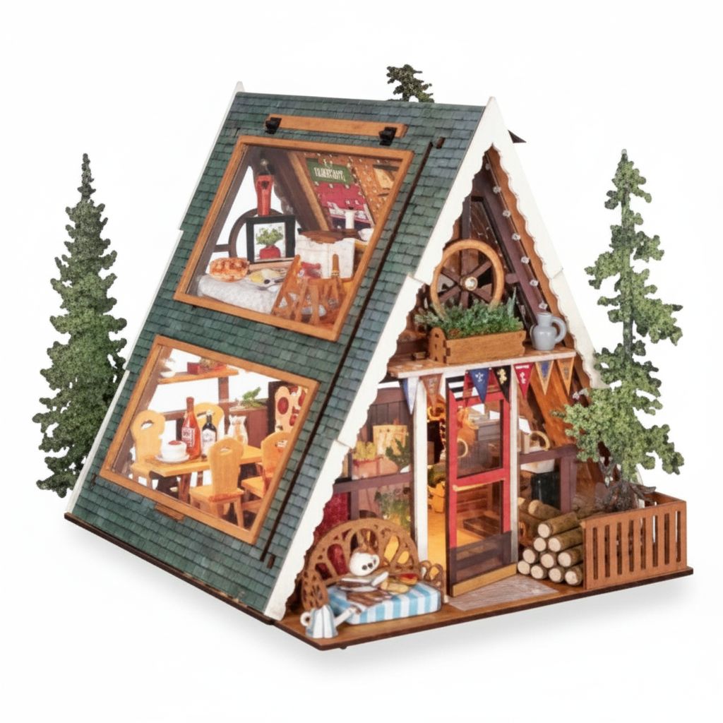 6946785126983 DIY Miniature House Kit - A-Frame Cabin 336 pcs #DG181