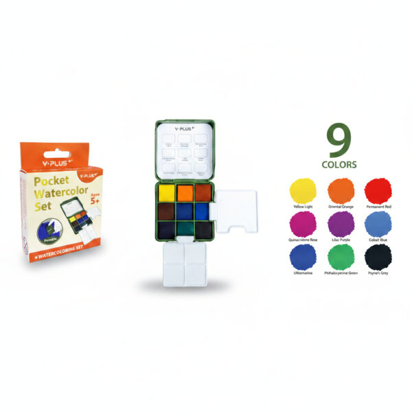 Pocket Watercolor Set 9 colors#YOYI-WS240100
