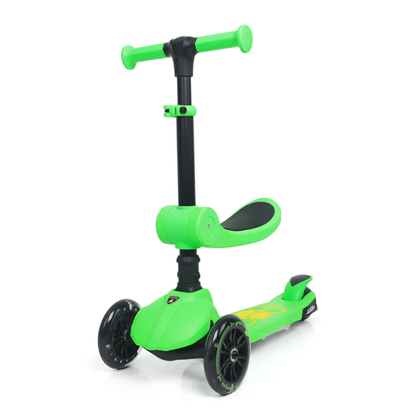 Lamborghini License 2 IN 1 Foldable Kick Sccoter with Glowing Deck and Flash Wheels-GREEN