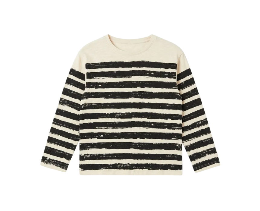 7 Zara Boys Off White And Black Striped Crewneck Blouse - Image 1