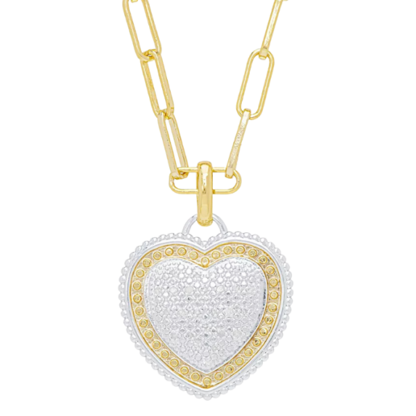 Macys Womens Gold Diamond Accent Heart Paperclip Necklace