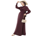 Elegant Plum Half Buttoned Dress With Ruffles - Image 