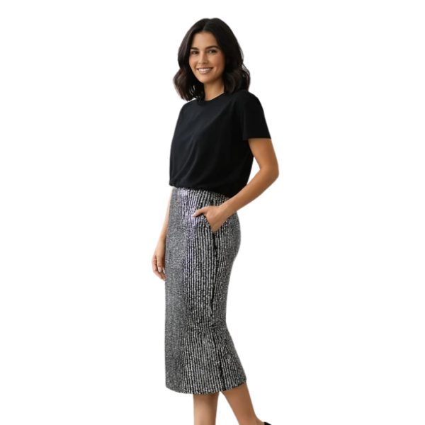 Womens Sequin Midi Skirt