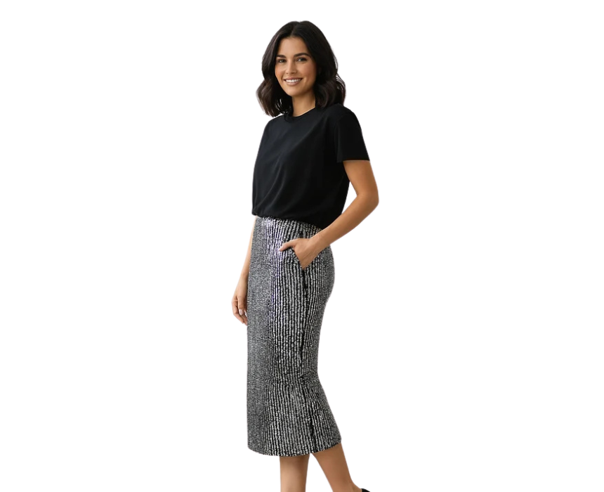 7 Womens Sequin Midi Skirt - Image 1