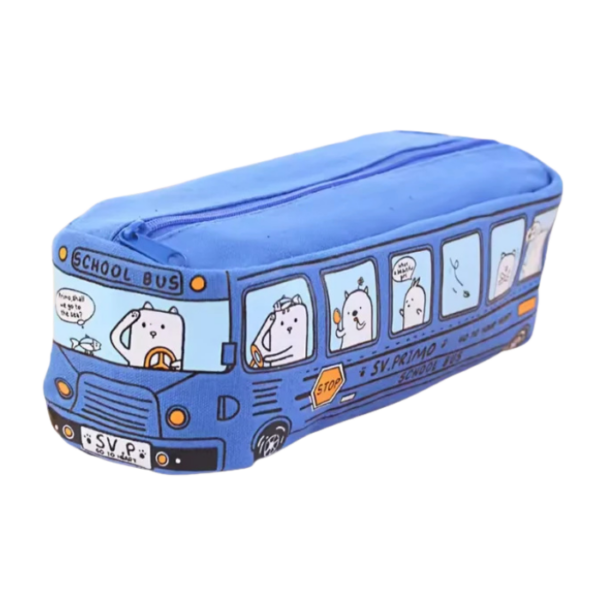 School Bus Blue Pencil Case