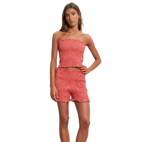 Smocked Tube Top Coral Crush