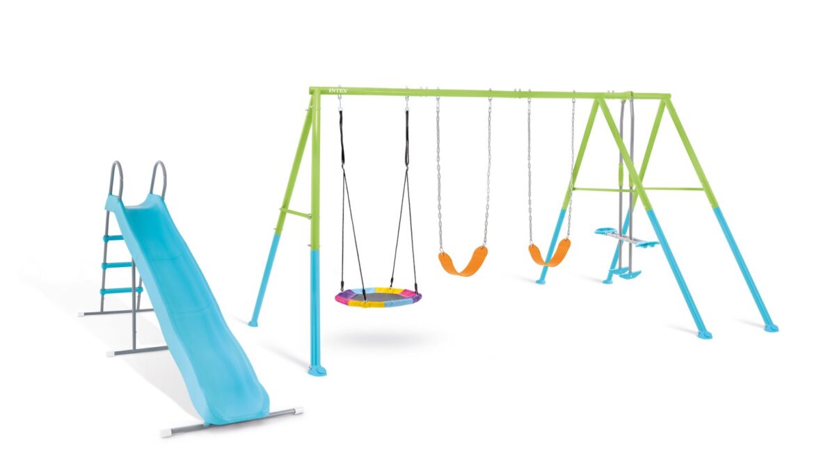 71sMZHqgqvL._AC_SL1500_092cbbec-63b5-4f06-8092-85c166832ee3 Colorful Swing Set With 5 Pieces of quipment & Slide