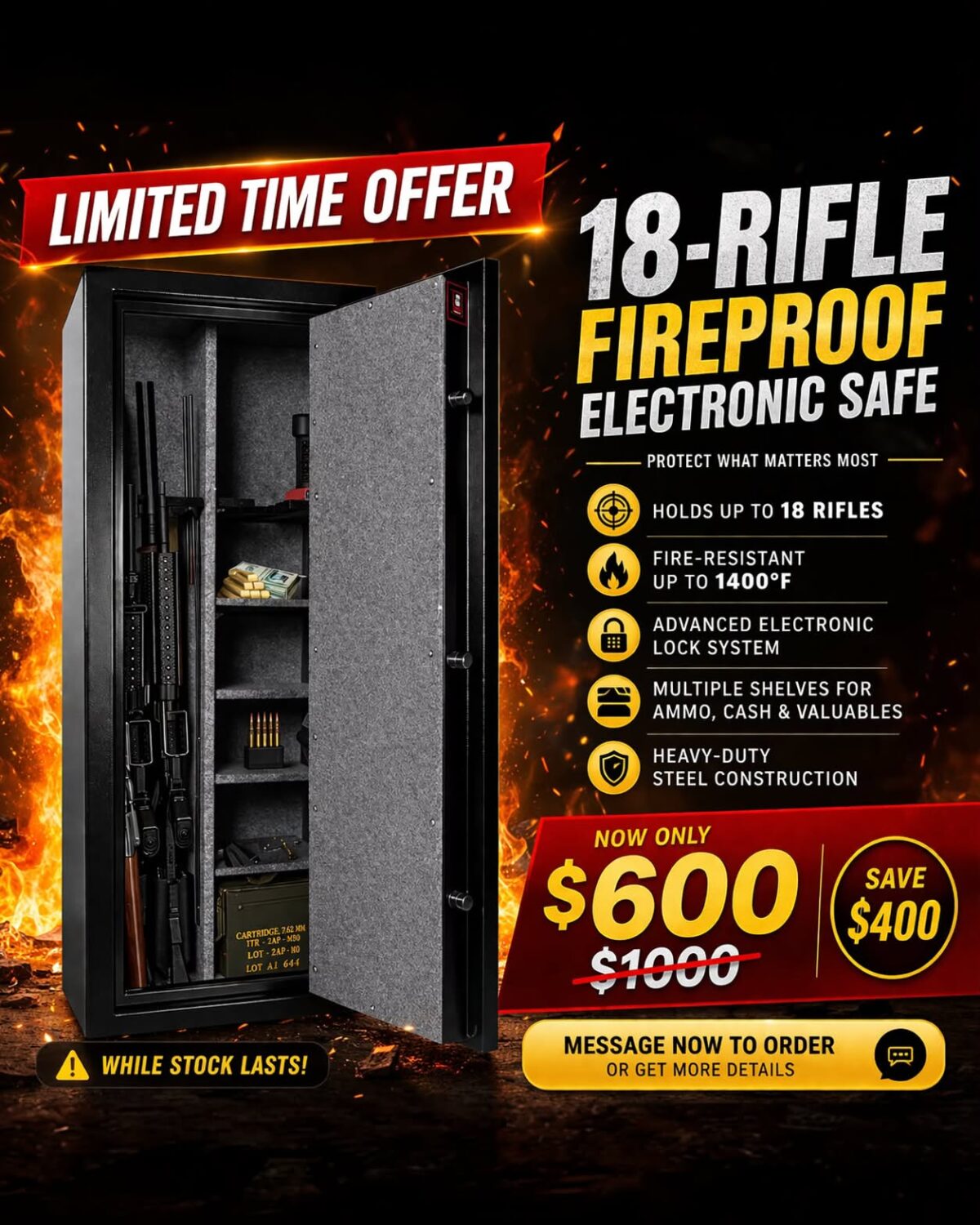722030676_10162962864326080_3791112212542250992_n Aegis fireproof safe 18 Rifles