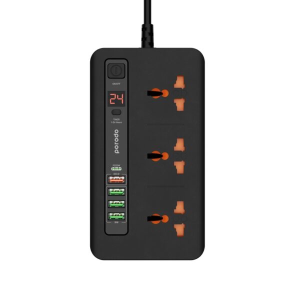 3 Ac 4 Usb-A & Usb-C Pd 20W Multi-Port Super Hub 2M Uk - Black #PD-FWCH013-BK