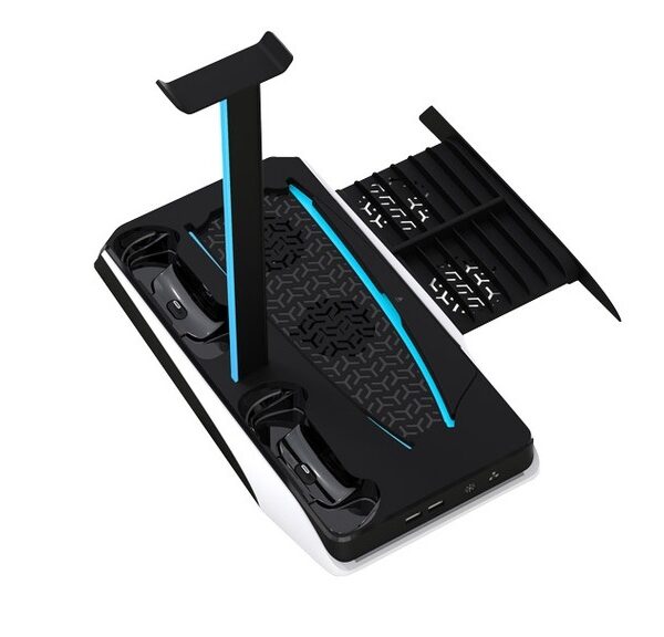 Gaming Multi-Function Ps5 And Headphone Cooling And Charging Hub - Black/White #PDX116
