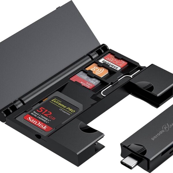 Blue 2 in 1 Card Reader with Card Holder - Black #PBCACRHBK