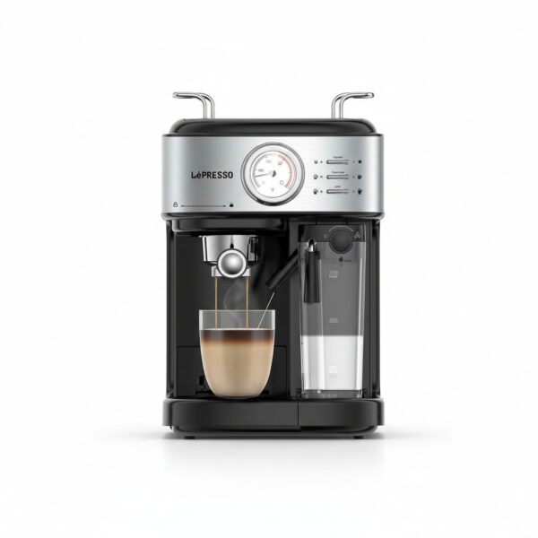Coffee Machine 20 Bar Powerful Pressure Pump With Capsule Filter and Funnel - Black#LP20BCMCFBK