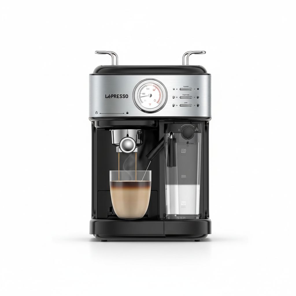 7834953557877 Coffee Machine 20 Bar Powerful Pressure Pump With Capsule Filter and Funnel - Black#LP20BCMCFBK