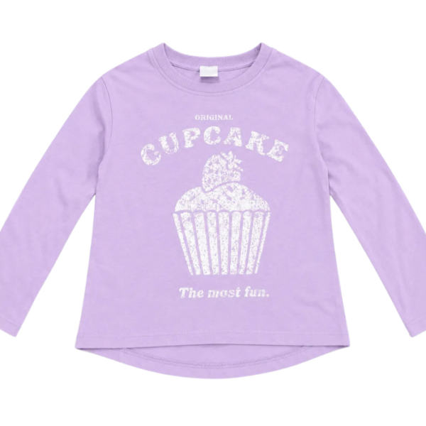Zara Girls Light Purple Cup Cake Printed Long Sleeve Blouse