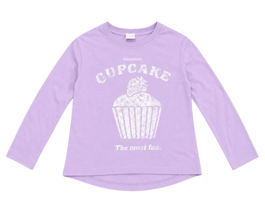 8 Zara Girls Light Purple Cup Cake Printed Long Sleeve Blouse - Image 1