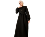 Black Vest Dress Set With Gold Buttons - Image 