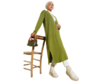 Olive Green Fine Ribbed Long Cardigan - Image 