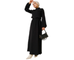 Black Shirt Collar Vest With Sleeveless Dress - Image 