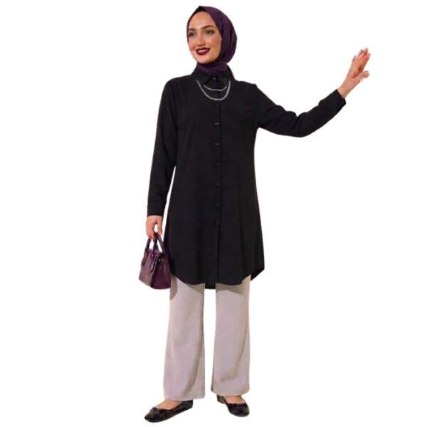 Black Oversized Long Shirt Tunic