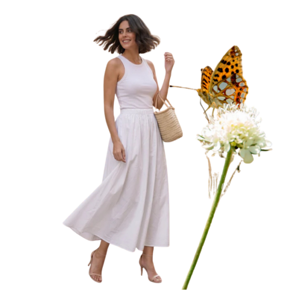 Cotton Midi Skirt White