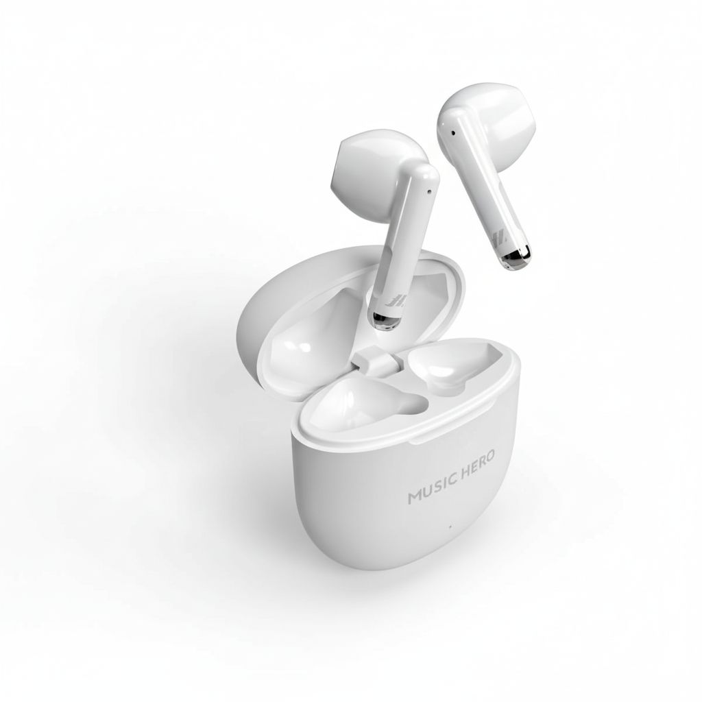 8018417407475-2 Wireless Earbuds TWS with 300mAh Charging Case, Touch Controls #MHTWSNUBOXBTW