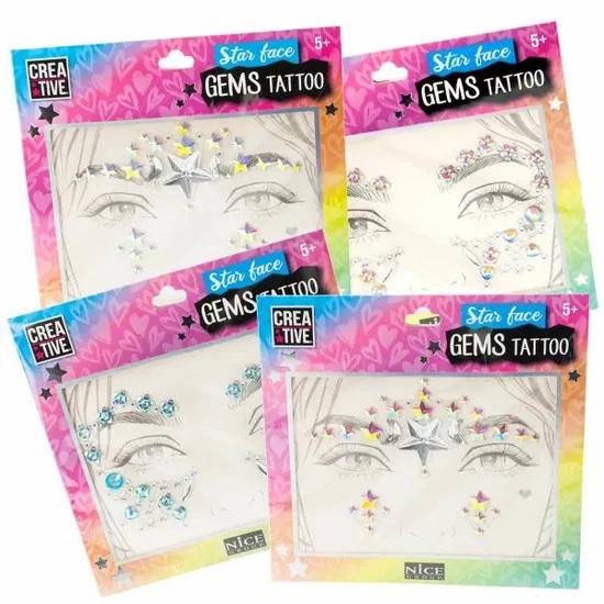 Star Face Gems Tattoo #2605