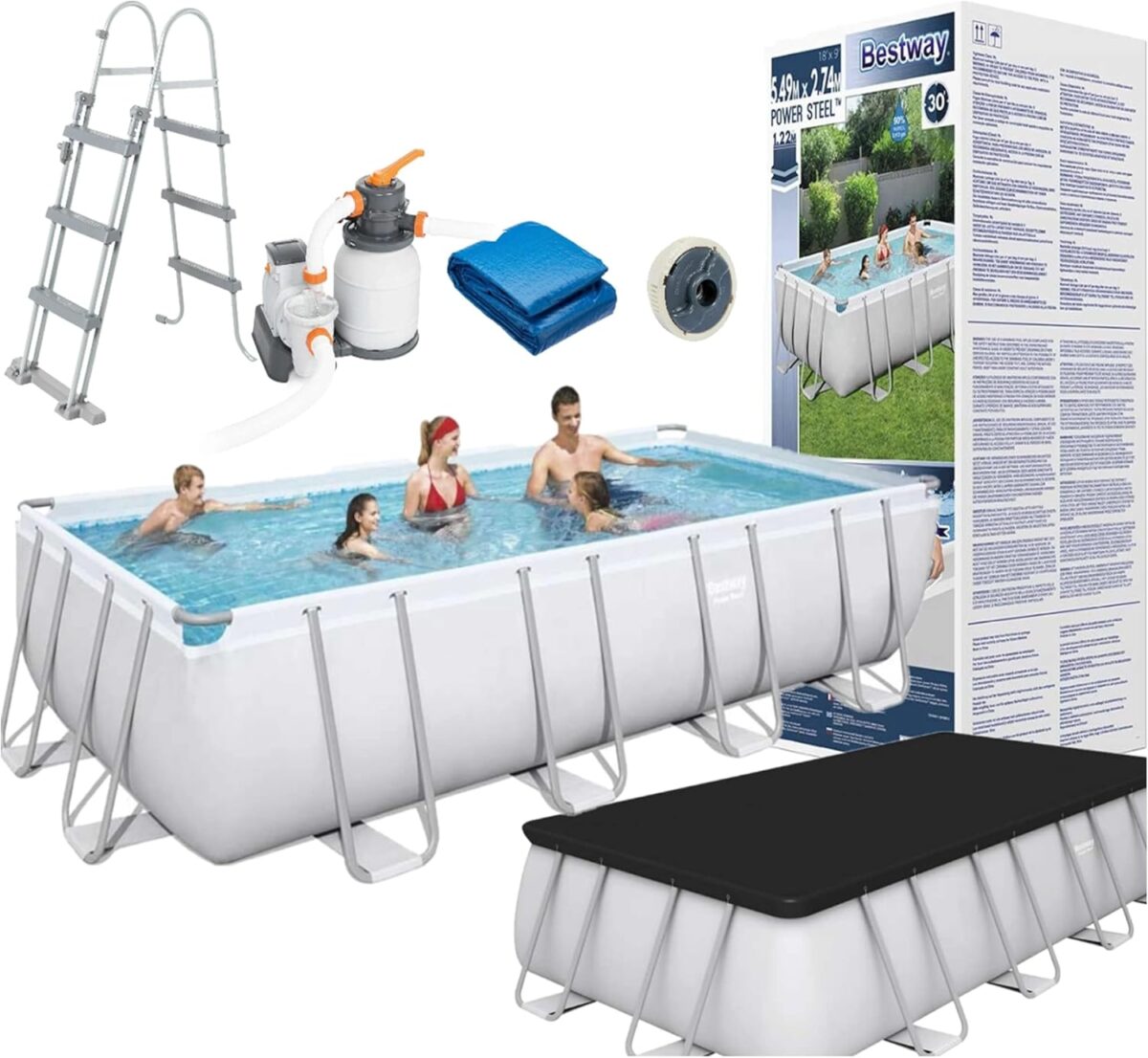 81hs6aCTOIL._AC_SL1500 Power Steel Rectangular Pool Set 549x274x122cm