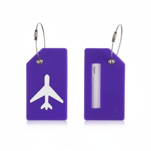 Silicone Luggage Name Tags 2Pcs Purple Durable Travel Id#800054