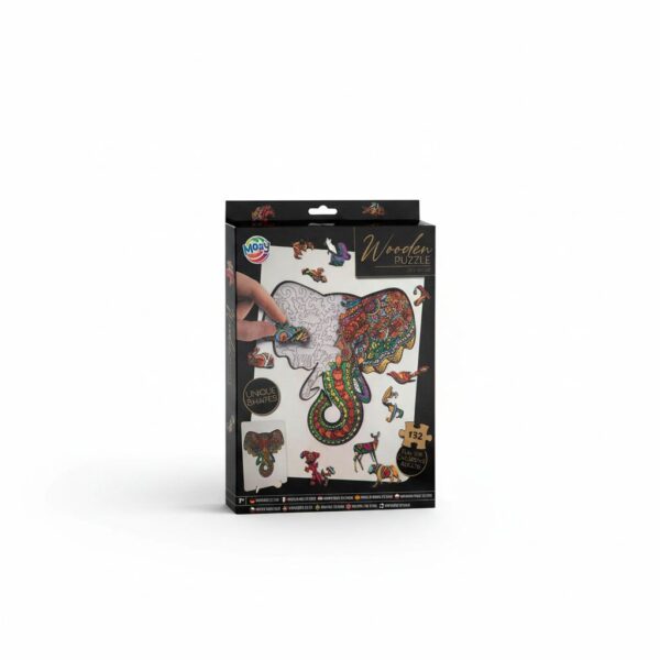 Wooden Puzzle Unique Shapes Elephant 132 Pcs 30X22Cm #400081