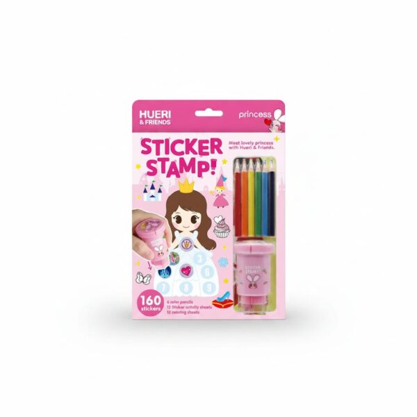 Sticker Stamp Princess 160 stickers(6 pencils,12 sheets ,12 coloring sheets)#AMOS-7484