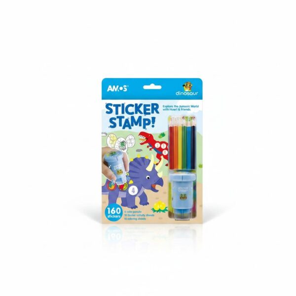 Sticker Stamp Dinosaur 160 stickers(6 pencils,12 sheets ,12 coloring sheets)#AMOS-7491