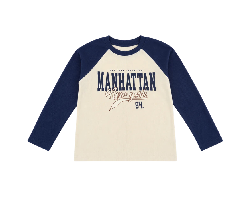 9 Zara Boys Navy Light Beige New York Printed Blouse - Image 1