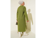 Olive Green Fine Ribbed Long Cardigan - Image 