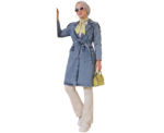 Light Blue Double Pocket Belted Denim Trench Coat - Image 