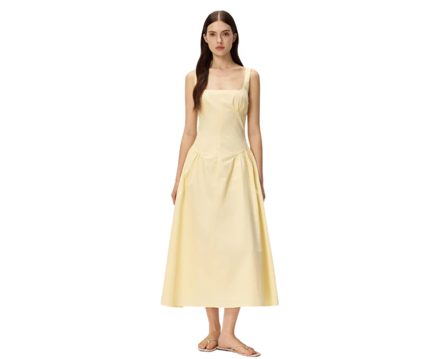 9 Pale Yellow Midi Dress - Image 1