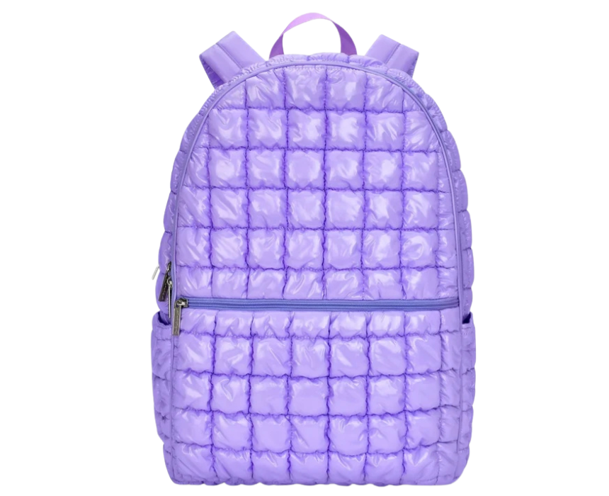 9 Lavender Shiny Puffer Backpack - Image 1