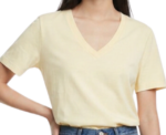 Yellow Tshirt Soft Cotton Vneck - Image 