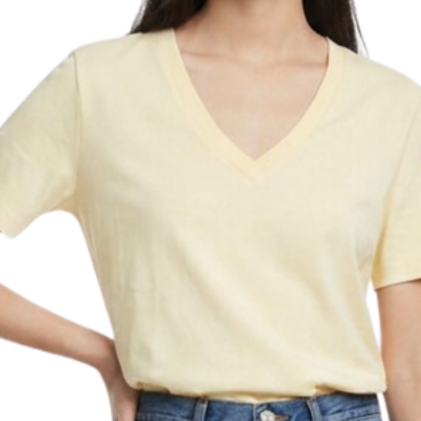 Yellow Tshirt Soft Cotton Vneck