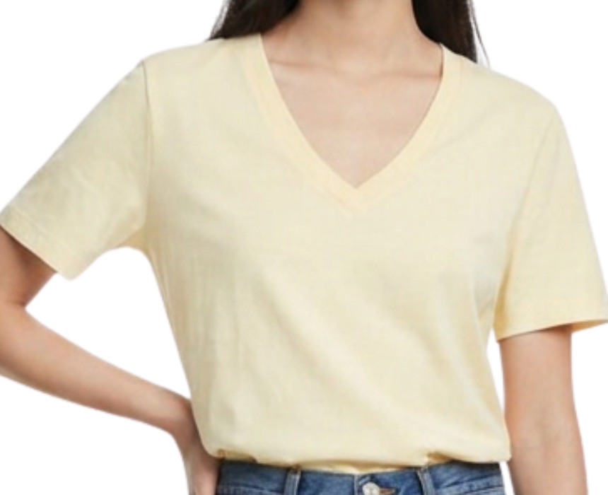 9 Yellow Tshirt Soft Cotton Vneck - Image 1